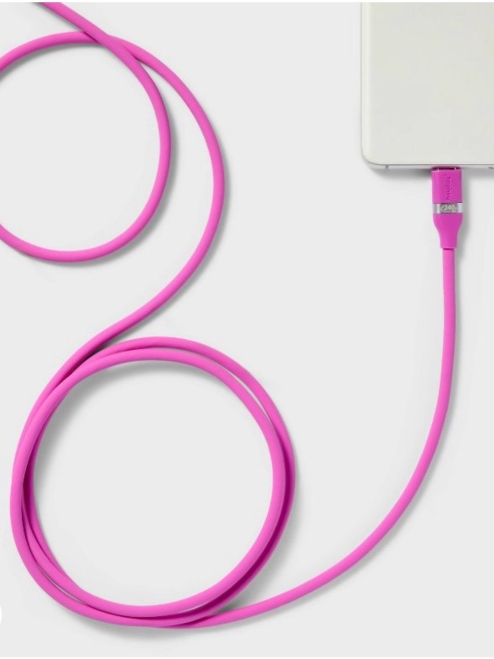 Heyday 240 Purple USB-C to USB-C fast Charging Cable 6 feet Silicone Neon Violet - Picture 11 of 14